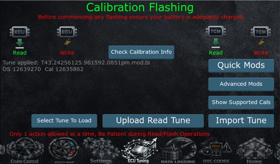 Helm Commander on-device calibration flashing
